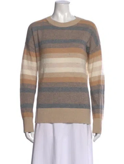 Pre-owned Theory Striped Crew Neck Sweater In Neutral