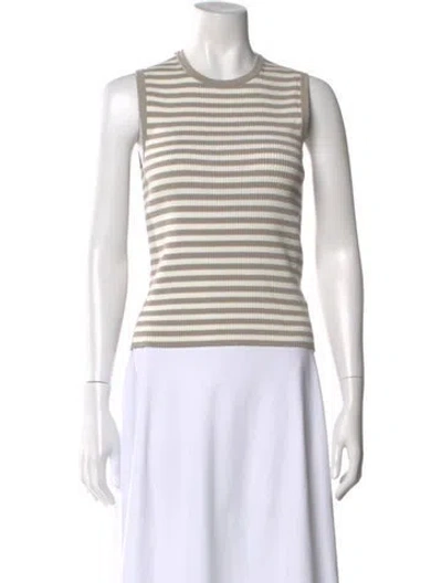 Pre-owned Theory Striped Crew Neck Sweater In Neutral