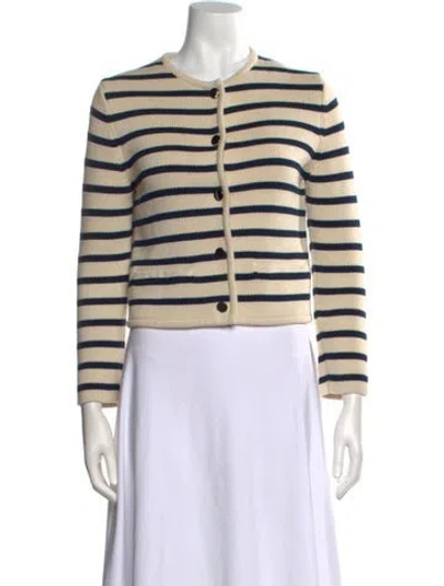 Pre-owned Theory Striped Crew Neck Sweater In Neutral
