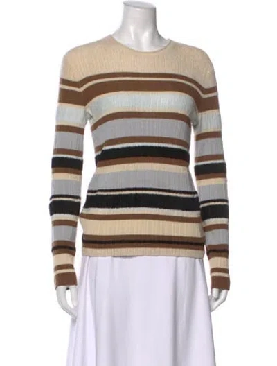 Pre-owned Theory Striped Crew Neck Sweater In Neutral