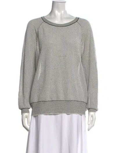 Pre-owned Theory Striped Crew Neck Sweater In Neutrals