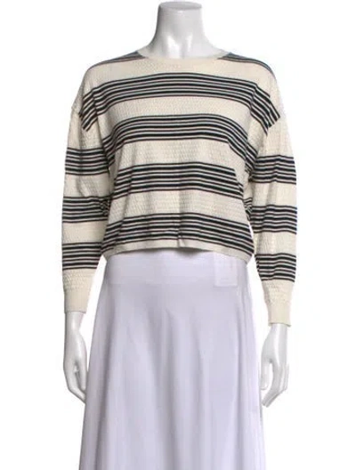 Pre-owned Theory Striped Crew Neck Sweater In Neutrals