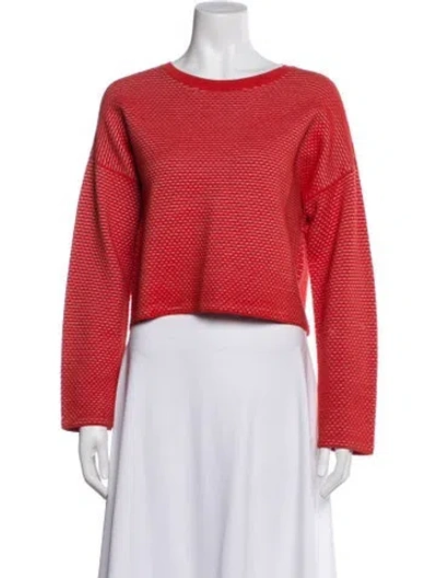 Pre-owned Theory Striped Crew Neck Sweater In Red