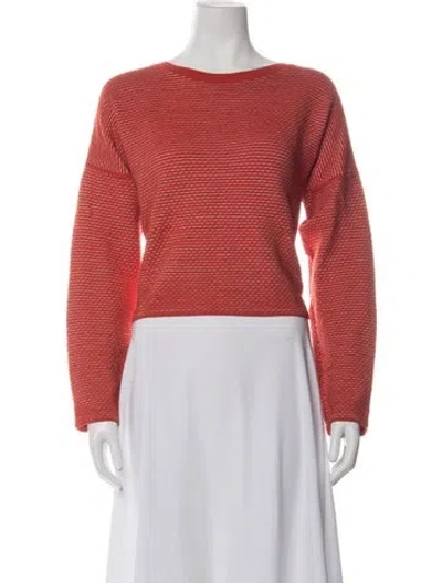 Pre-owned Theory Striped Crew Neck Sweater In Red/white