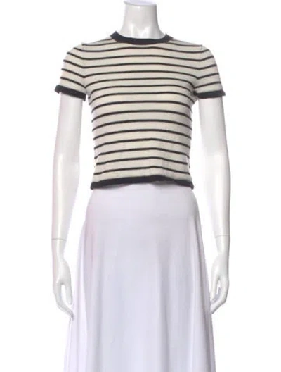 Pre-owned Theory Striped Crew Neck Sweater In White