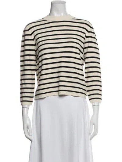 Pre-owned Theory Striped Crew Neck Sweater In White