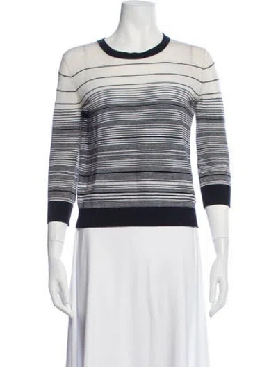 Pre-owned Theory Striped Crew Neck Sweater In White