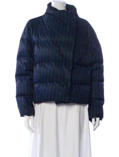 Pre-owned Theory Striped Down Jacket In Blue
