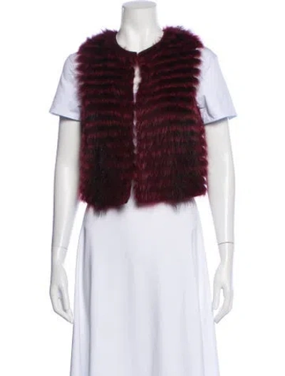 Pre-owned Theory Striped Fur Jacket In Burgundy