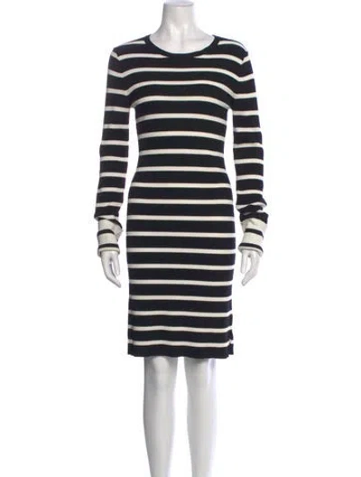 Pre-owned Theory Striped Knee-length Dress In Black