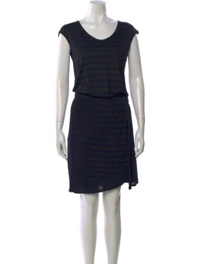 Pre-owned Theory Striped Knee-length Dress In Black