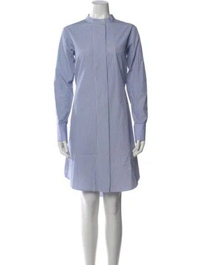 Pre-owned Theory Striped Knee-length Dress In Blue