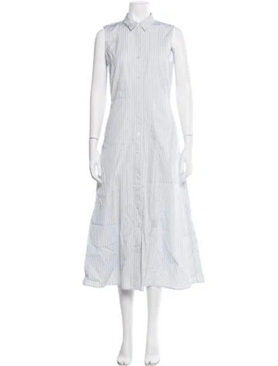 Pre-owned Theory Striped Knee-length Dress In Blue