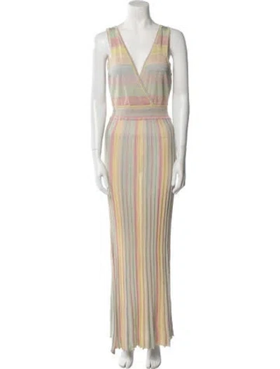 Pre-owned Theory Striped Long Dress In Neutral
