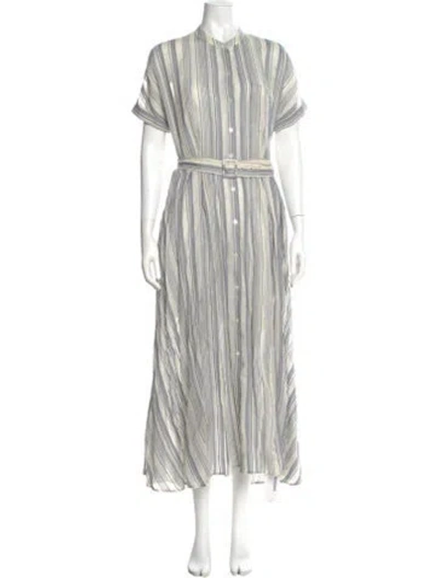 Pre-owned Theory Striped Long Dress In White