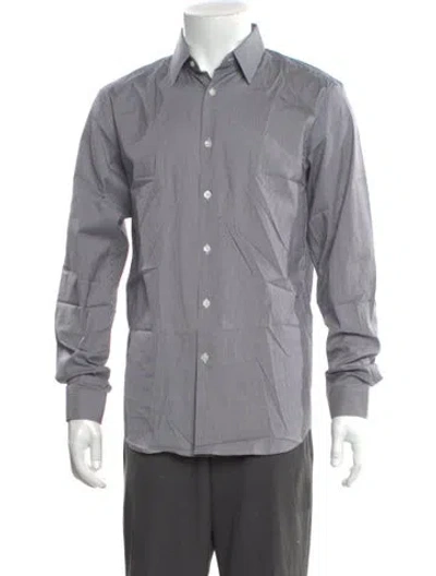 Pre-owned Theory Striped Long Sleeve Shirt In Black