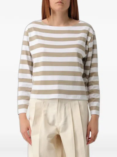 Theory Striped Long-sleeve T-shirt In Neutral
