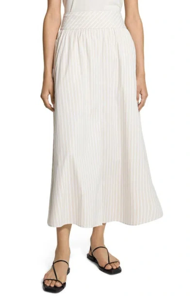 Theory Striped Midi A-line Skirt In Gold