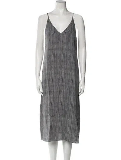 Pre-owned Theory Striped Midi Length Dress In Black
