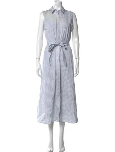 Pre-owned Theory Striped Midi Length Dress In Blue