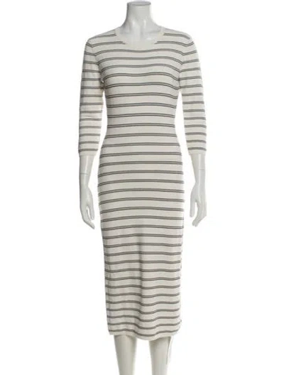 Pre-owned Theory Striped Midi Length Dress In Neutral
