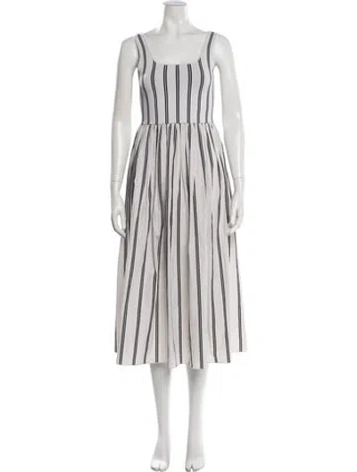 Pre-owned Theory Striped Midi Length Dress In Neutral