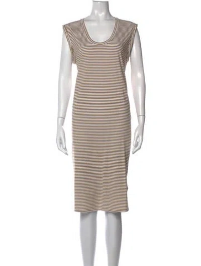 Pre-owned Theory Striped Midi Length Dress In Neutral