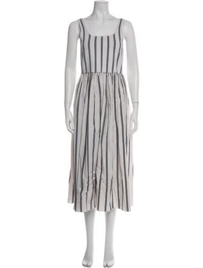 Pre-owned Theory Striped Midi Length Dress W/ Tags In Green