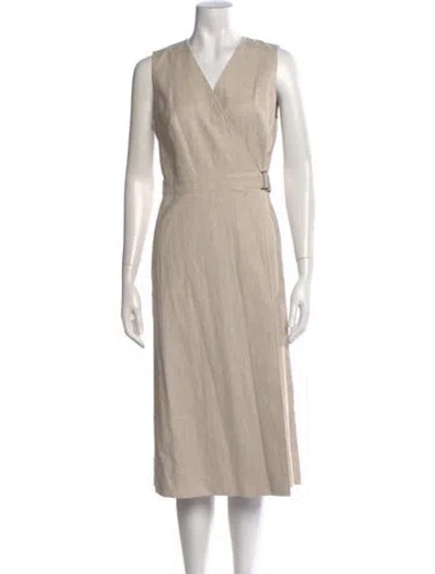 Pre-owned Theory Striped Midi Length Dress W/ Tags In Neutral