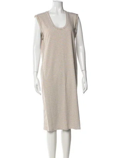 Pre-owned Theory Striped Midi Length Dress W/ Tags In Neutrals