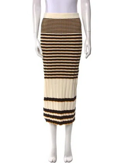 Pre-owned Theory Striped Midi Length Skirt In Neutral