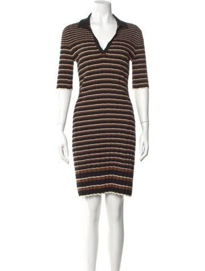 Pre-owned Theory Striped Mini Dress In Black