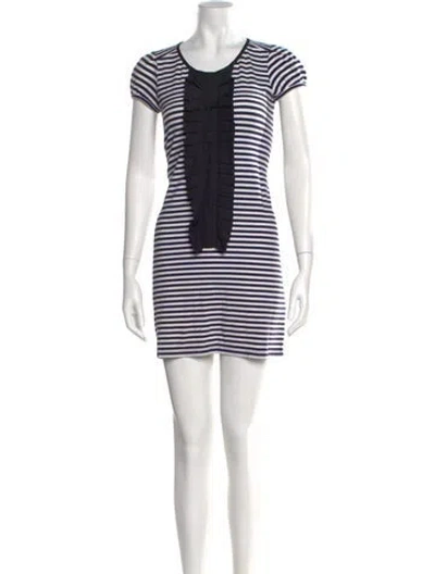 Pre-owned Theory Striped Mini Dress In Blue