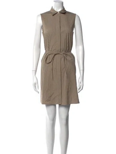 Pre-owned Theory Striped Mini Dress In Brown