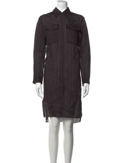 Pre-owned Theory Striped Mini Dress In Brown