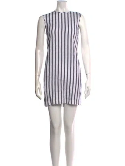 Pre-owned Theory Striped Mini Dress In White