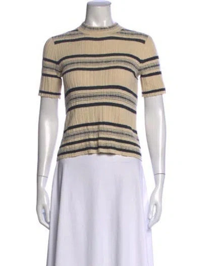 Pre-owned Theory Striped Mock Neck Sweater In Neutrals