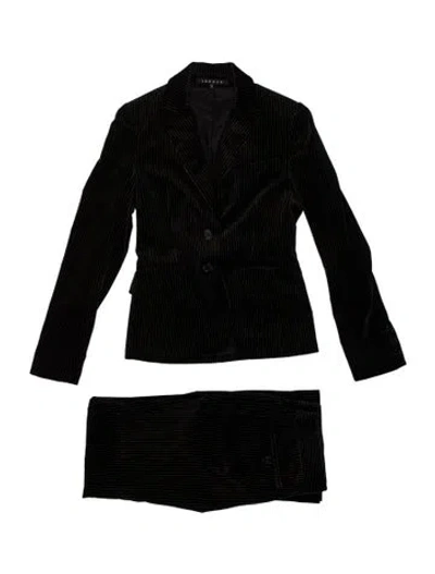 Pre-owned Theory Striped Pantsuit In Black