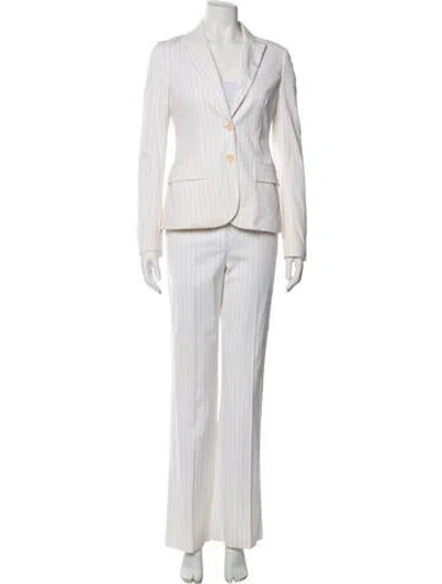Pre-owned Theory Striped Pantsuit In White
