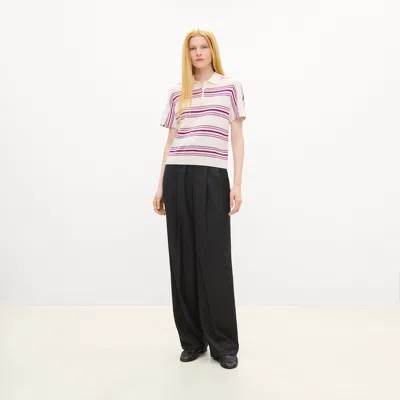 Theory Striped Polo Shirt In Cashmere In Multi