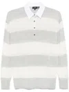 Theory Striped Polo In Grey
