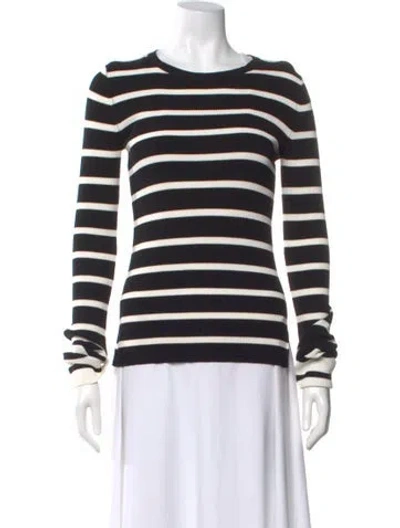 Pre-owned Theory Striped Scoop Neck Sweater In Black