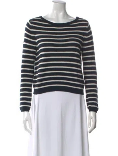 Pre-owned Theory Striped Scoop Neck Sweater In Black