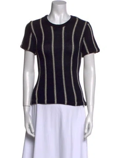 Pre-owned Theory Striped Scoop Neck Sweater In Blue