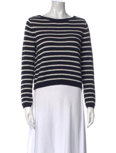 Pre-owned Theory Striped Scoop Neck Sweater In Blue
