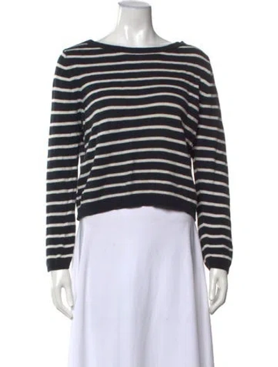Pre-owned Theory Striped Scoop Neck Sweater In Blue