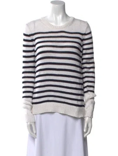 Pre-owned Theory Striped Scoop Neck Sweater In Neutral