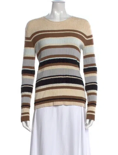 Pre-owned Theory Striped Scoop Neck Sweater In Neutral