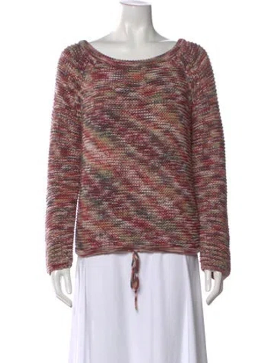 Pre-owned Theory Striped Scoop Neck Sweater In Pink