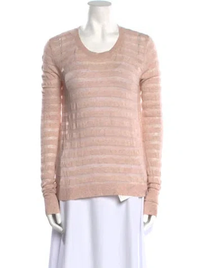 Pre-owned Theory Striped Scoop Neck Sweater In Pink